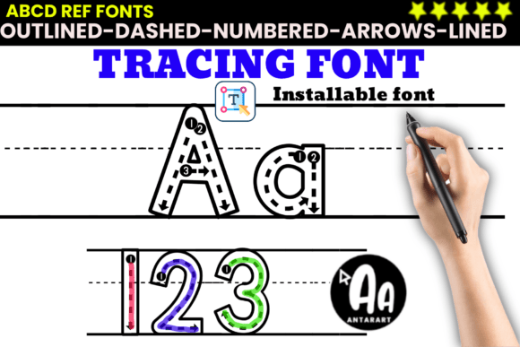 Dashed Outlined Arrows Lined: A Font That Teaches