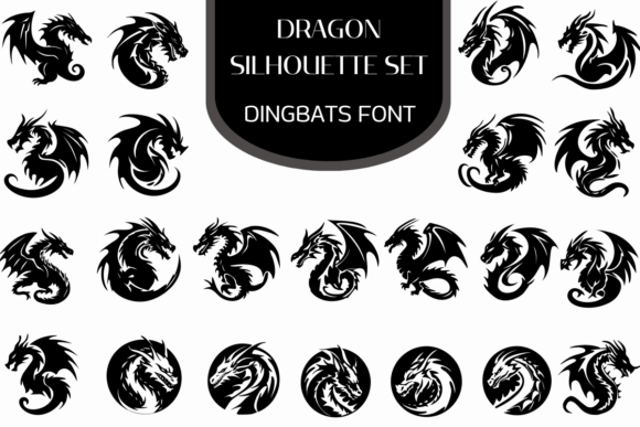 Dragon Silhouette Set: Type Your Way to Mythical Design