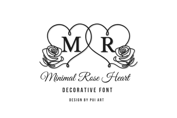 Minimal Rose Heart: Where Serif Elegance Meets Floral Romance